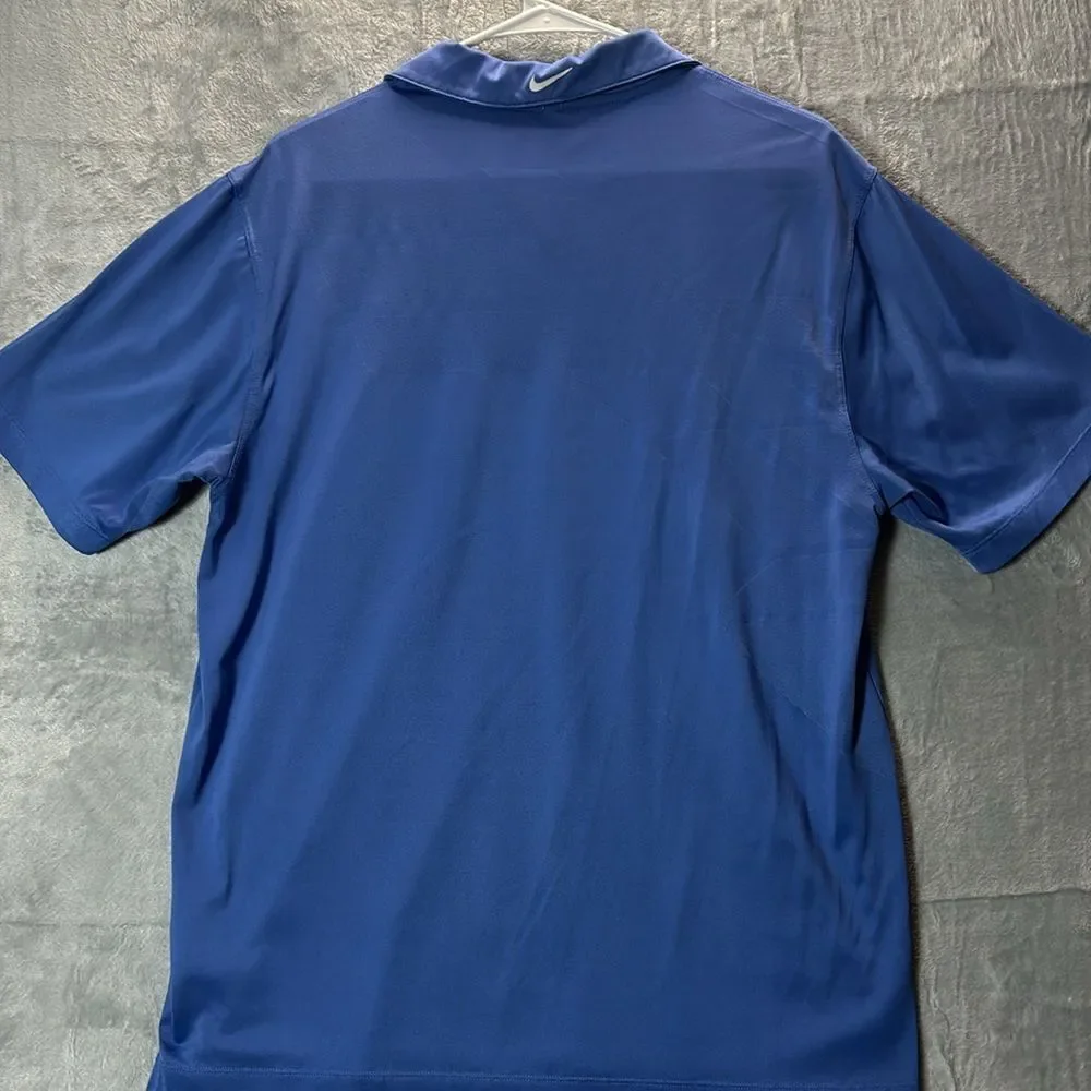 Nike Golf Blue Button Up Textured Print Detail Collared Polo Size Medium